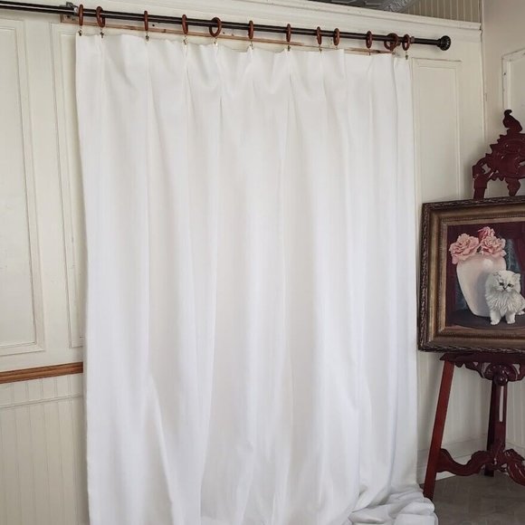 The Curtain Exchange Custom Luxury Drapes 84W 107L Linen & Silk White Euro Pleat - Picture 2 of 9